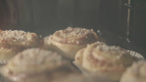 Cerca-De-Bollos-De-Canela-Horneados-En-Un-Horno-Con-Bollos-En-Primer-Plano