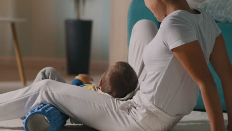 mother and child relaxing at home