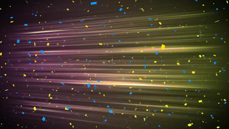 animation of neon lines and confetti falling on black background