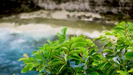 handheld pan reveals beautiful sandy beach with gently crashing waves, bali indonesia
