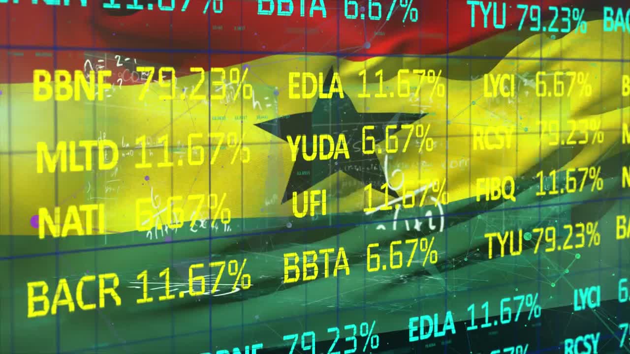 가나의 발 위에서 금융 데이터 처리의 애니메이션