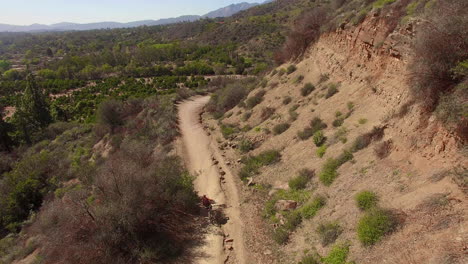 a mountain biker moves across a landscape at high speed