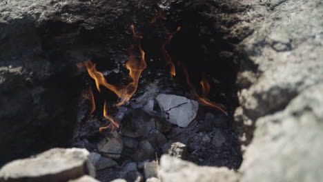 fossil burnt ashes fire gas caves turkey dozing slowly