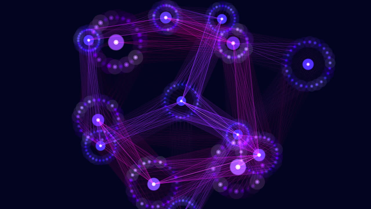 Vibrant circles illuminate a web-like network