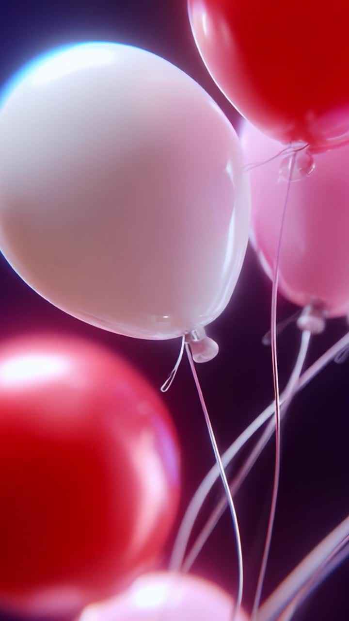 A Vibrant Display of Colorful Balloons Floating Gracefully Against a Dark Backdrop, Evoking Joy and Celebration with Their Soft Hues and Reflective Surfaces, Perfect for Festivities and Special Occasions