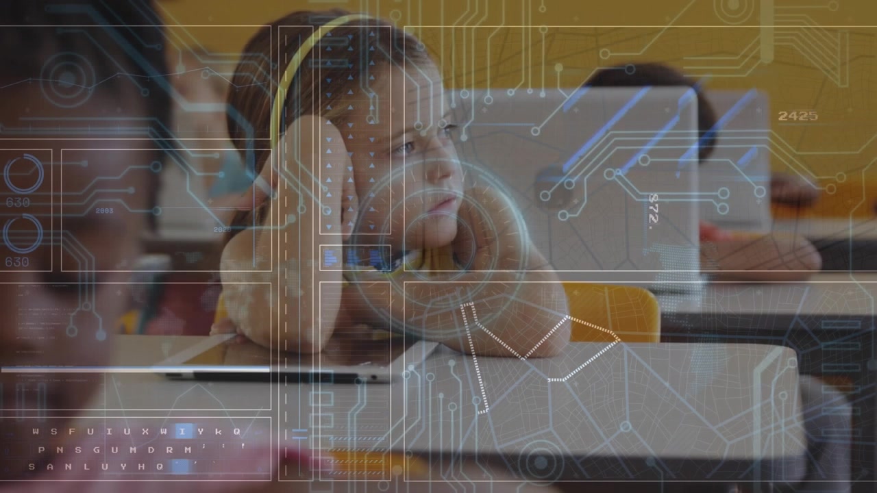 Digital data processing animation over business and sports concepts.