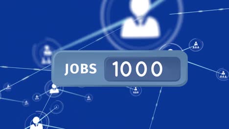 animation of numbers and jobs text over network of connections with icons