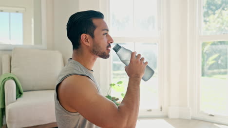 Fitness,-Trinkwasser-Und-Mann-Zu-Hause