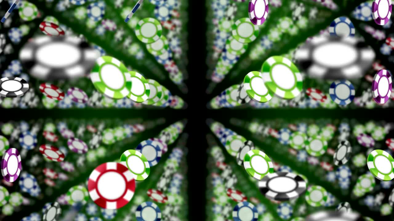 las partículas del chip del casino, la animación cg, el bucle,