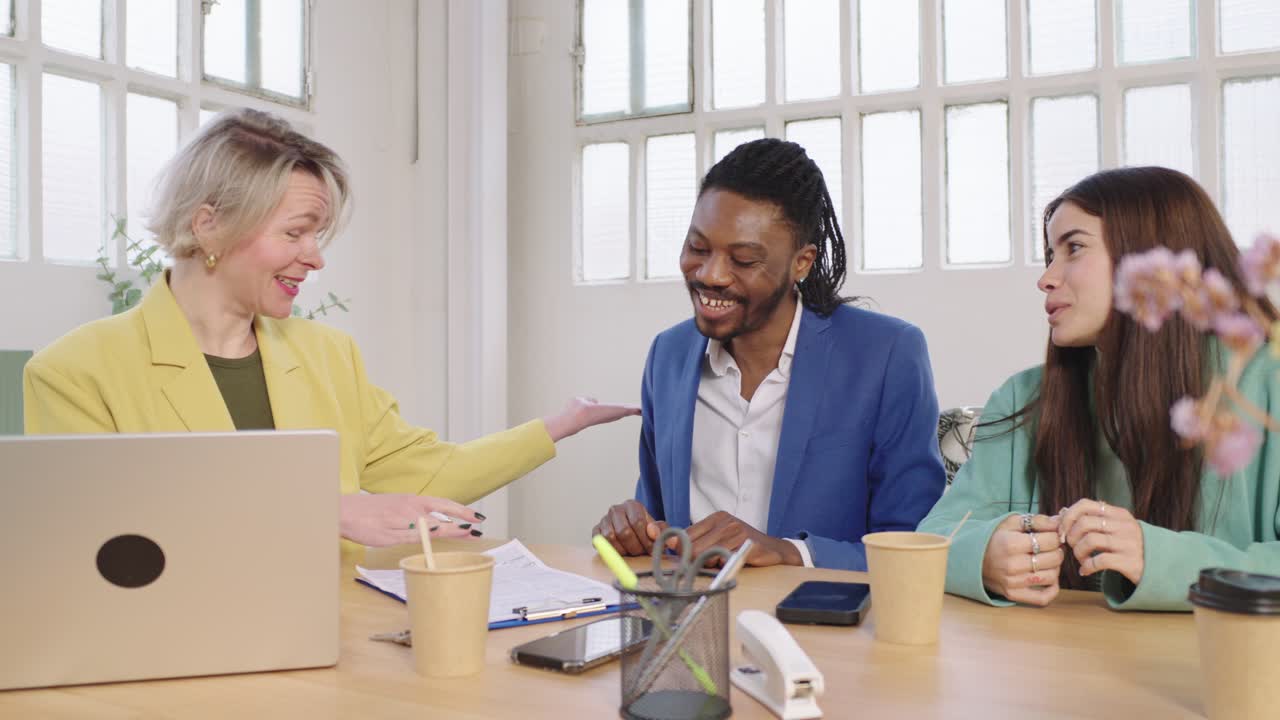 Group of diverse coworkers in a business meeting