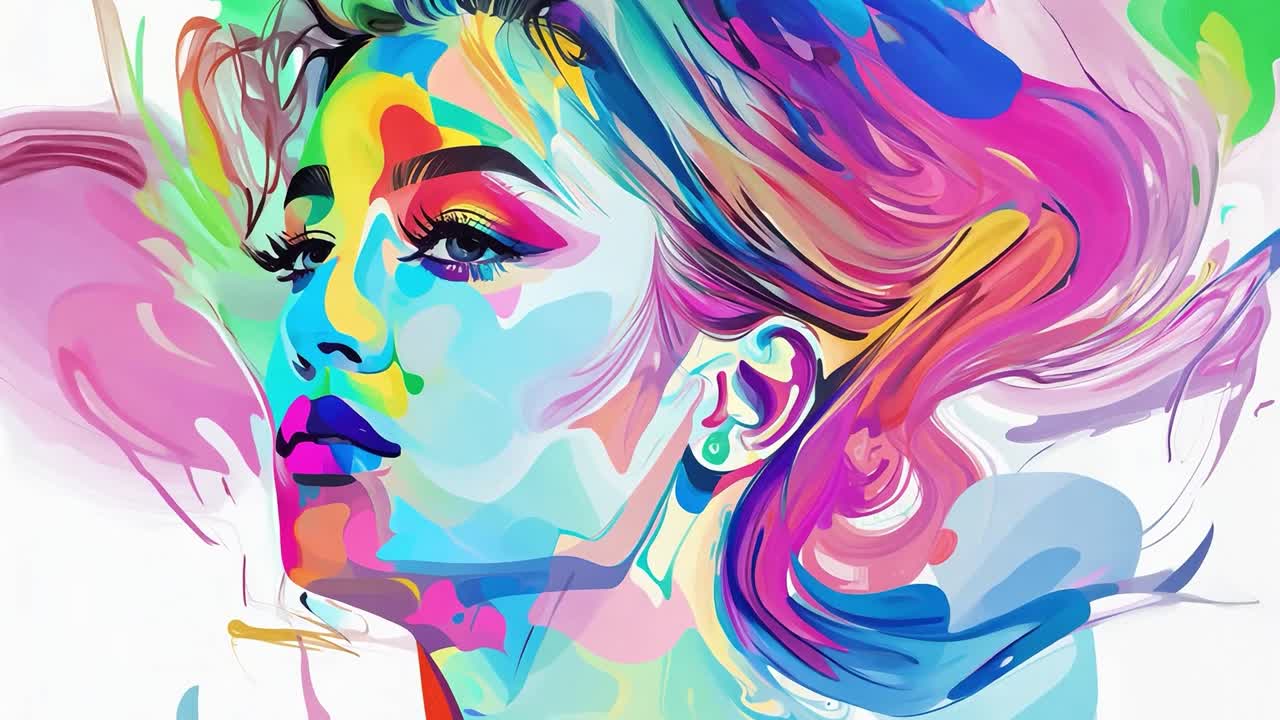 retrato abstracto colorido de una mujer