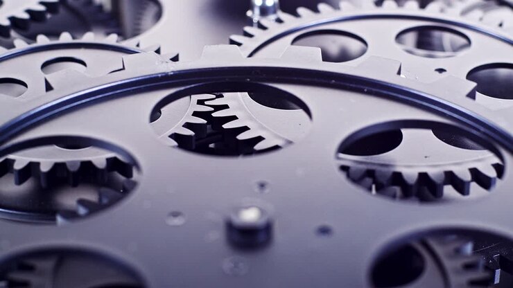 Close Up Shot Of Black Gear Cogs Rotating