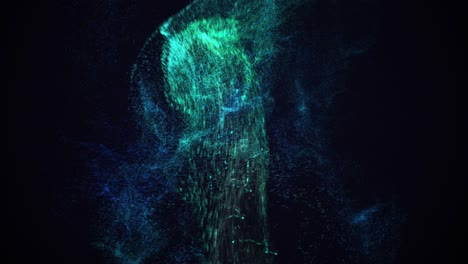 motion of blue dust explosion isolated on black background.