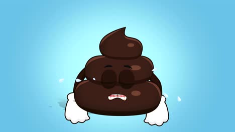 cartoon funny brown poop turd unhappy cry with face animation alpha matte