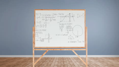 mathematical equations and figures in a whiteboard