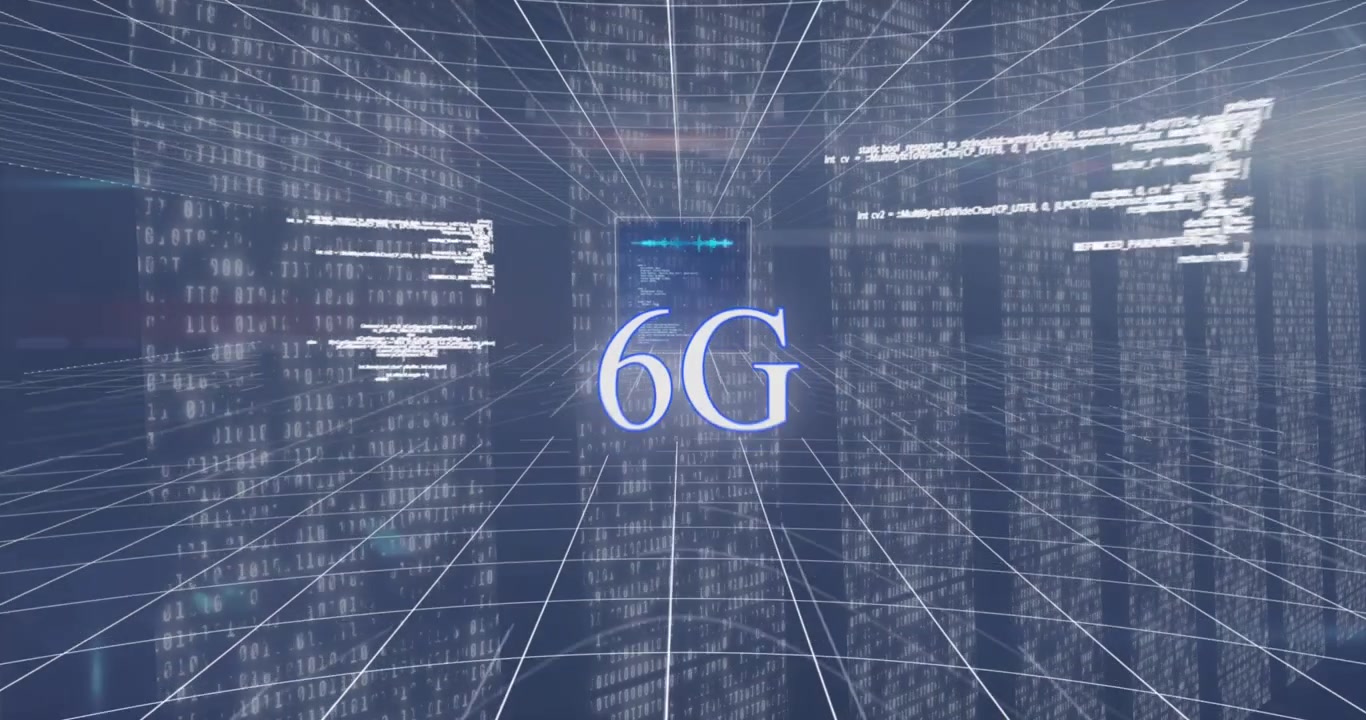 Digital 6G Network Technology Concept with Data Streams