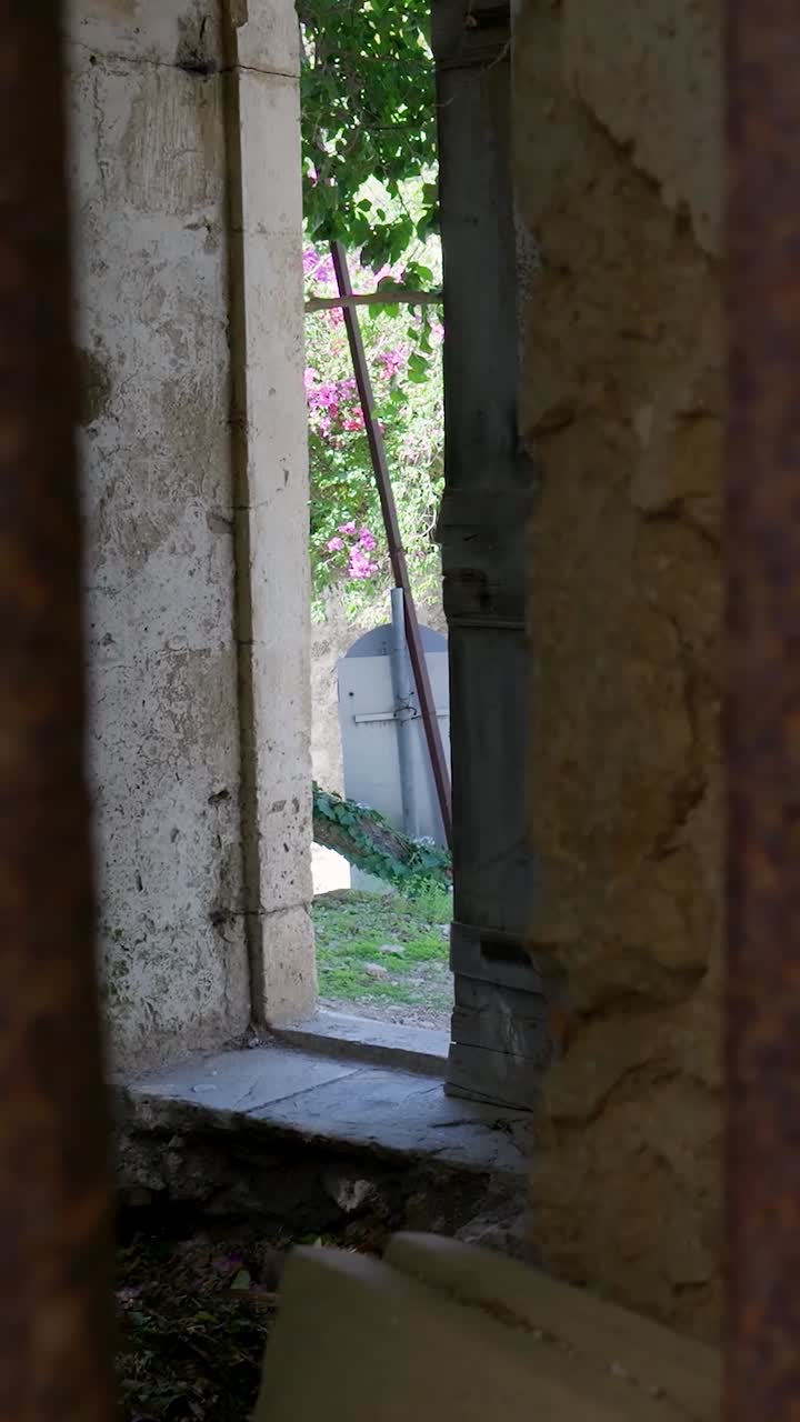 정원 전망과 함께 폐허가 된 건물