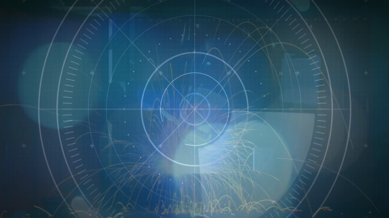 처리 원과 어두운 공간 위에 흐릿한 교통 신호등의 애니메이션