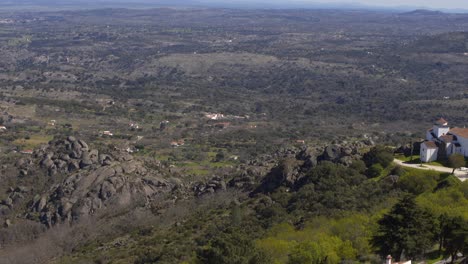 landscape mountains and convento de nossa senhora da estrela church around marvao in alentejo, portugal