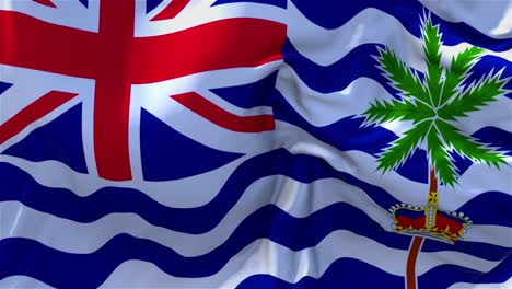 11. bandera del territorio británico del océano índico ondeando en el viento animación en cámara lenta. bandera de textura de tela realista de 4k soplando suavemente en un día de viento fondo de bucle continuo sin costuras.