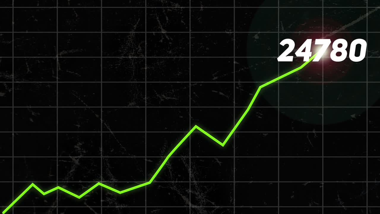 Wealth Growing Up Graph with numbers increasing on black grid background