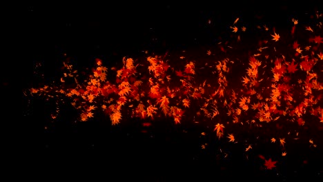 vortex from colorful maple and leaves. spiral shiny particle of autumn leaves. dancing leaf. colorful nature tunnel loop animation.