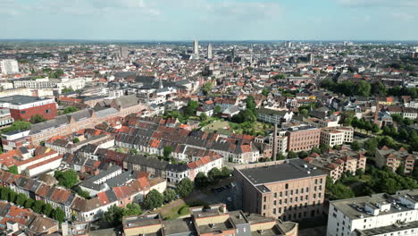 Forward-Linear-Aerial-Going-Toward-Historical-Center-of-Ghent-City