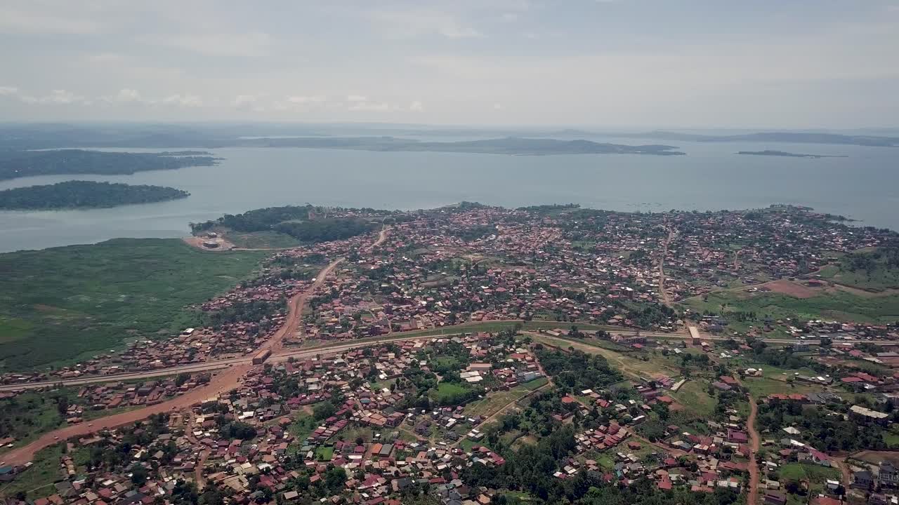 Panoramic Aerial View Of Kaazi In Kampala With Lake Victoria In The Background, Uganda, East Africa.