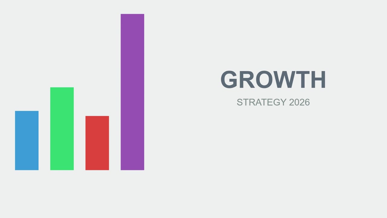 3D render of growth strategy analytics chart with colorful bar graph on light background creating business planning animation designed for corporate visuals and video overlays