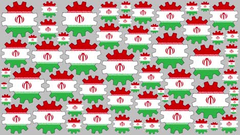 bandera iraní engranajes girando el fondo