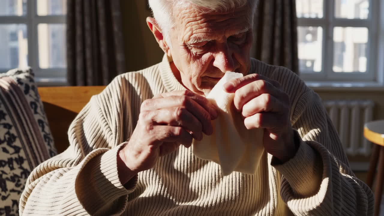 Elderly Man with Cold