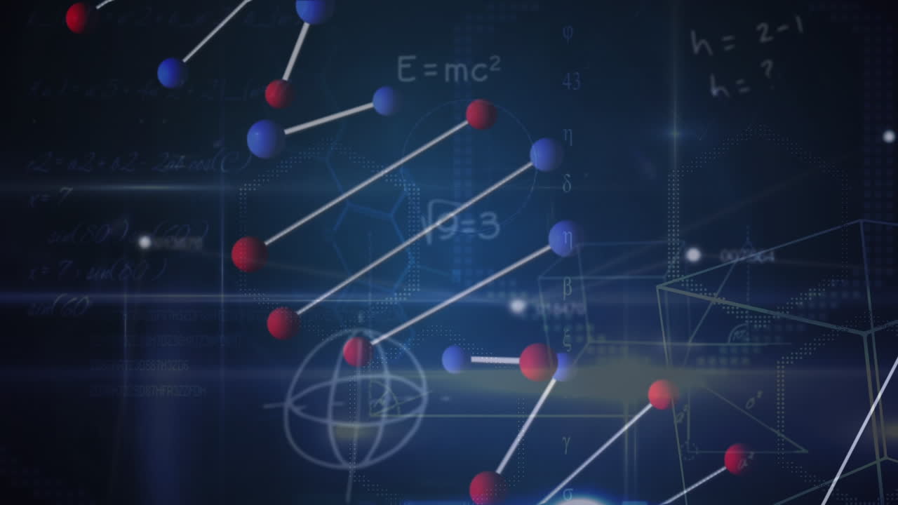 Animation of data processing and dna strand on black background