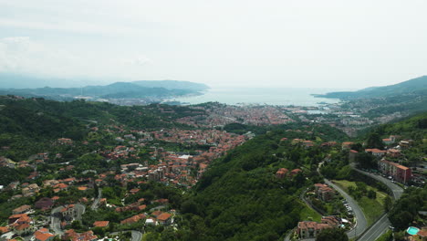 Panoramic-View-Of-La-Foce-Village-Overlooking-The-City-Port-Of-La-Spezia,-Italy