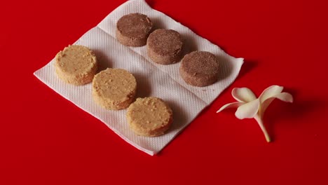 fresh and tasty biscuit cake with pieces of chocolate