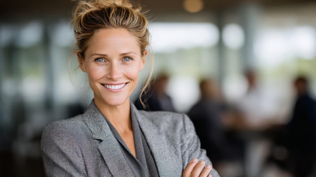 Confident Business Professional Smiling in a Modern Office Environment: A Portrait Capturing Success, Positivity, and Professionalism for Today's Workforce