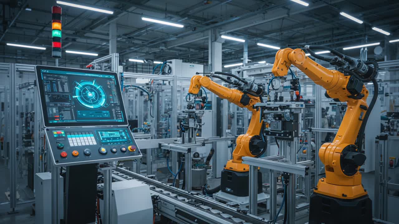 Advanced Robotics in Industrial Automation: A Powerful System of Machines and Monitors Working Together for Enhanced Efficiency and Precision in Modern Manufacturing Environments