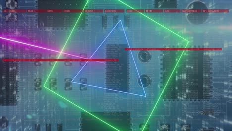 animación de una red de conexiones sobre formas en movimiento