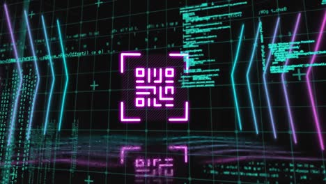 QR-Code-Scanner-Mit-Neonelementen-Gegen-Datenverarbeitung