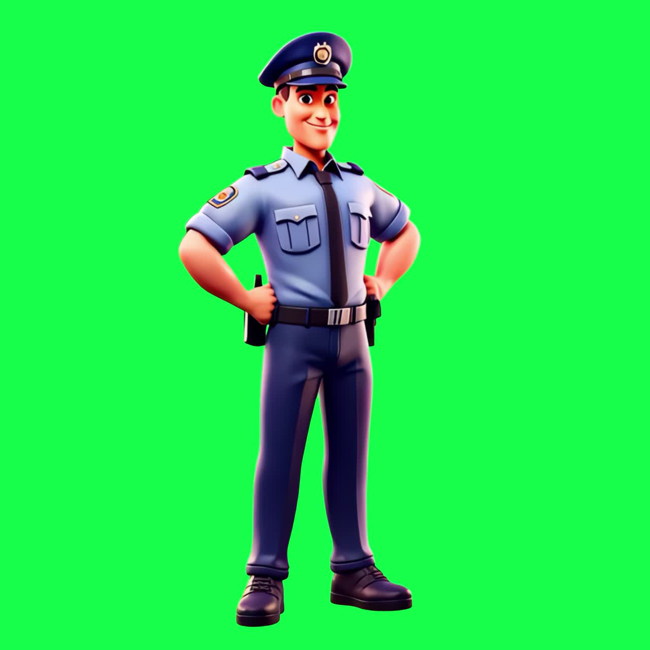 Animated police officer character animation, transparent 4K video ...