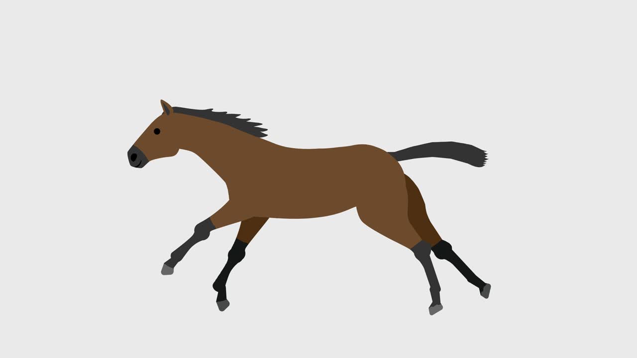 Running horse illustration loop animation (4K resolution, background transparent)