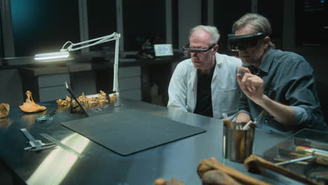 scientists examining ancient remains in a laboratory