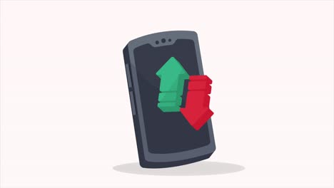 smartphone with up and down arrows
