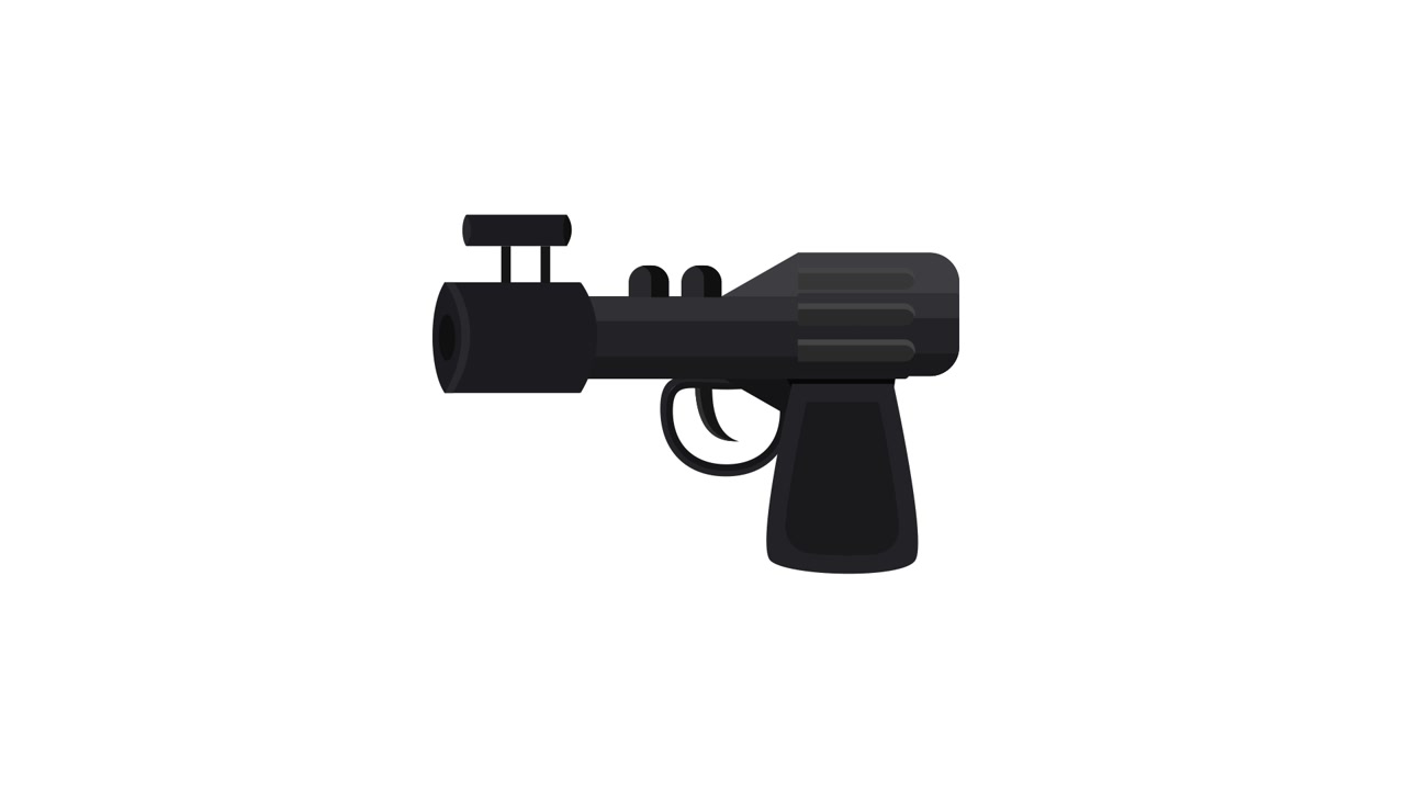 2D Animation of a Black Gun Assembling on White Background