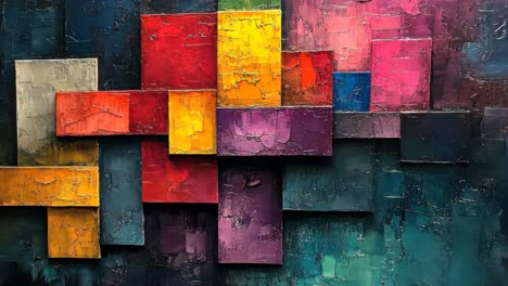 abstract artwork featuring bold colors and geometric shapes