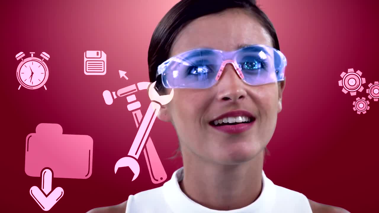 디지털로 생성된 그래픽을 보는 사업가