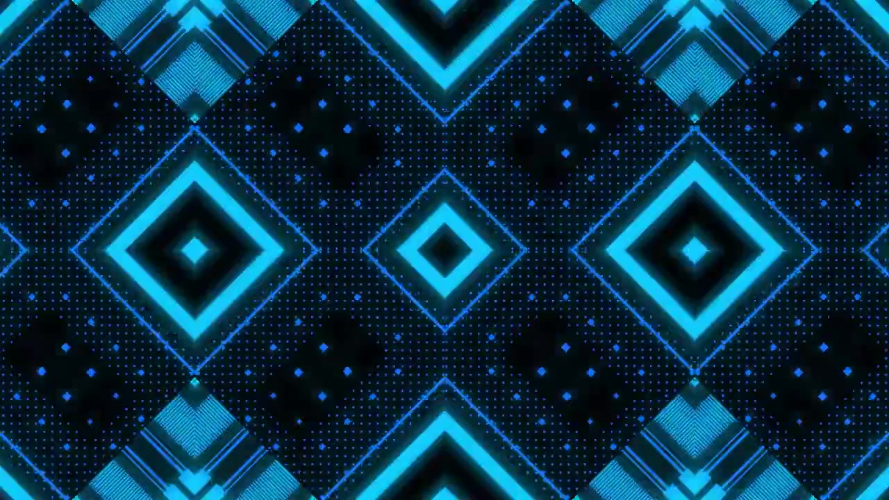 Abstract Blue Geometric Motion Background with Pulsing Light Patterns