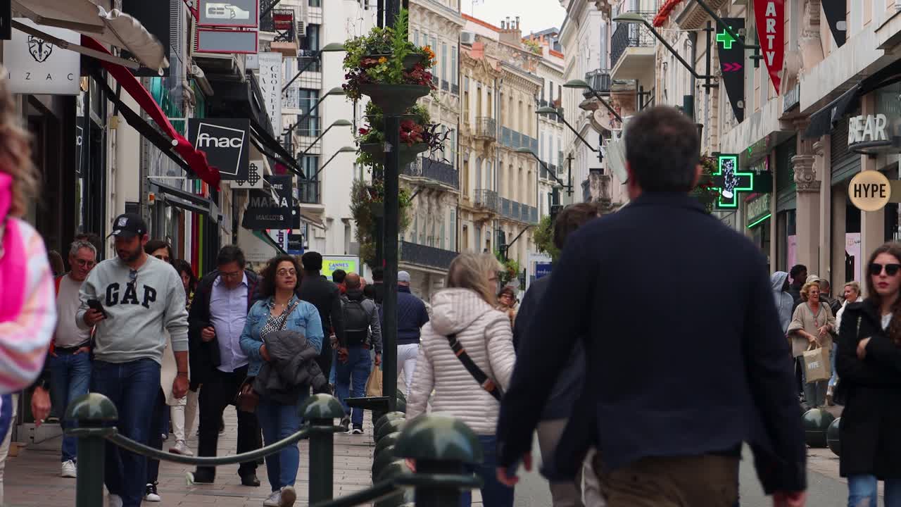 Busy City Street Scene in France