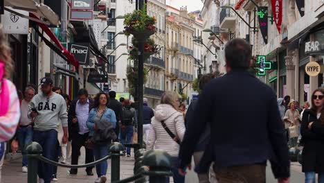 busy city street scene in france