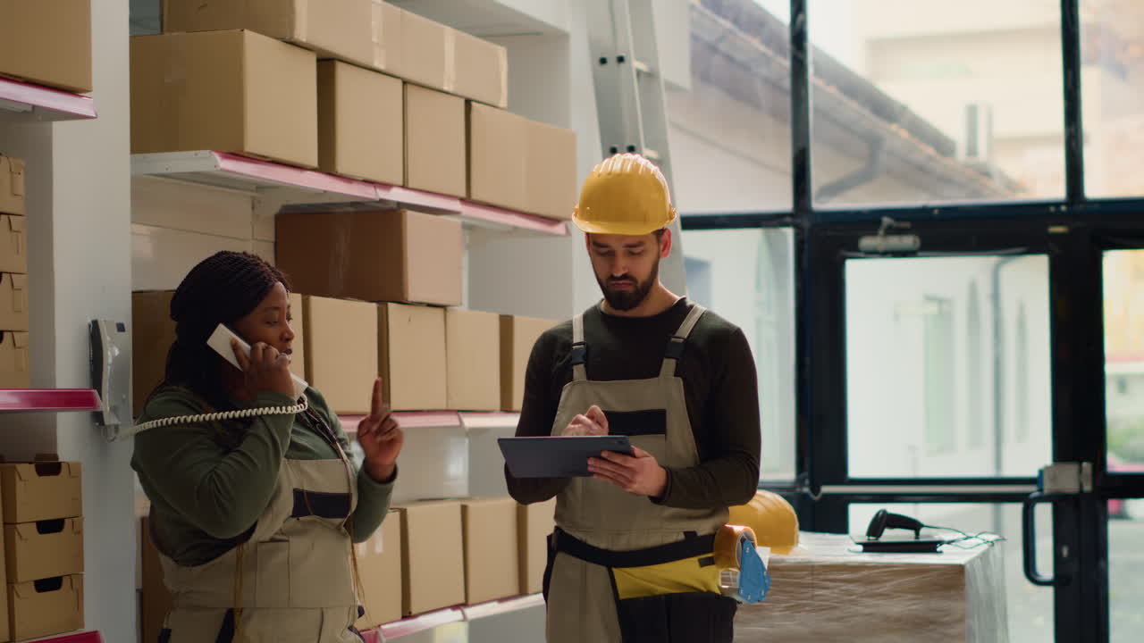 trabajadores de almacén que gestionan el inventario