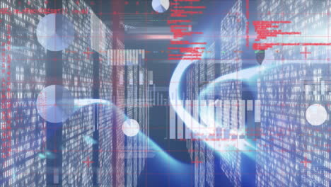 graphical data and computer coding with futuristic interface